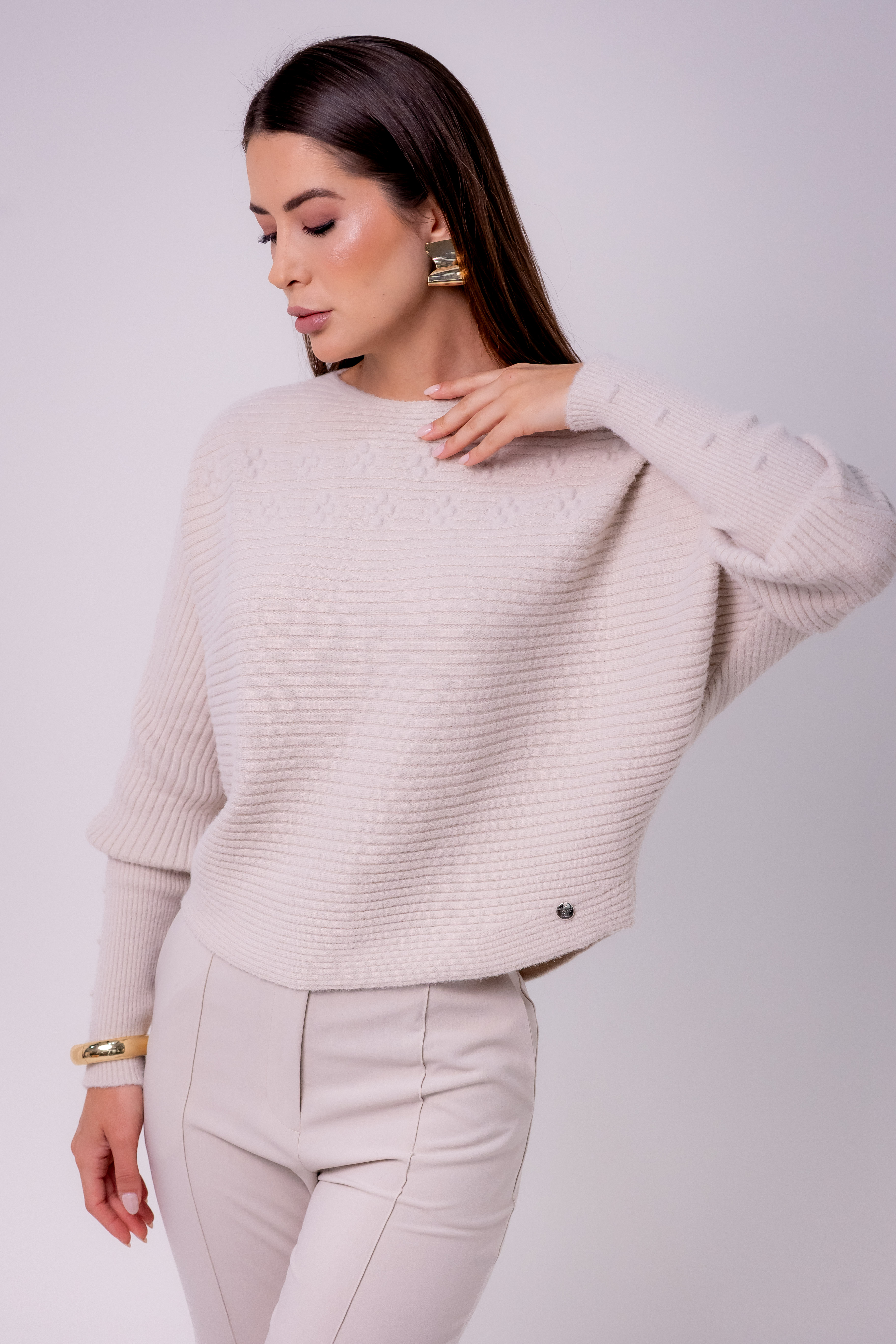 BLUSA CANELADA ASSIMÉTRICA